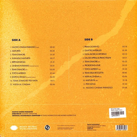 NUOVO CINEMA PARADISO -ENNIO MORRICONE CLEAR YELLOW VINYL