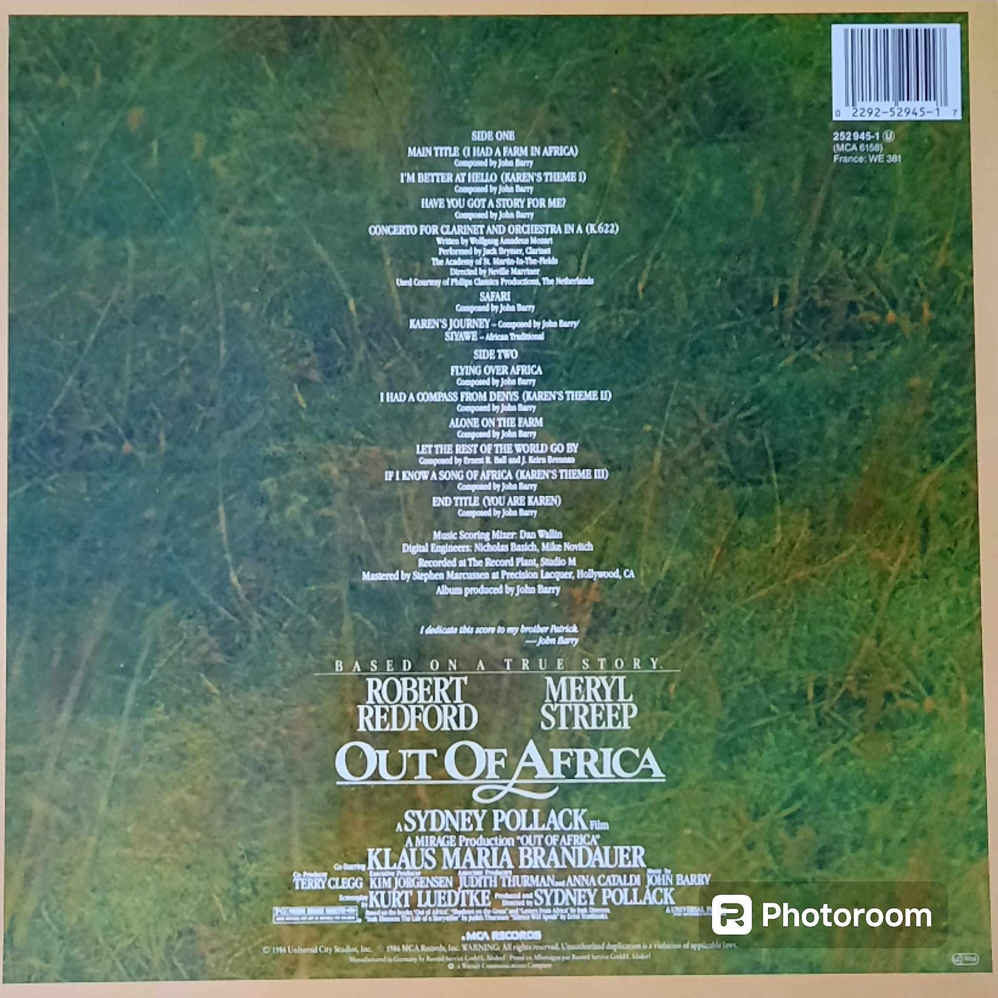 OCCASION-OG-SOUNDTRACK-OUT OF AFRICA-1LP