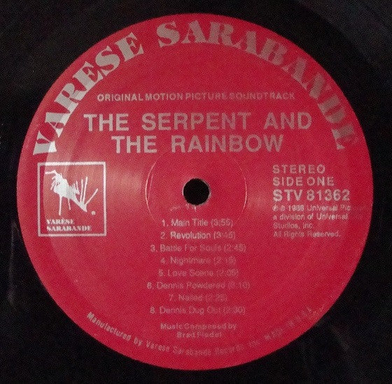 OCCASION :THE SERPENT AND THE RAINBOW ORIGINAL MOTION PICTURE SOUNDTRACK
