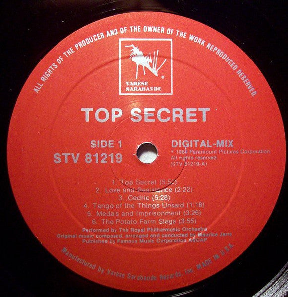 OG-TOP SECRET VINYL SOUNDTRACK MAURICE JARRE