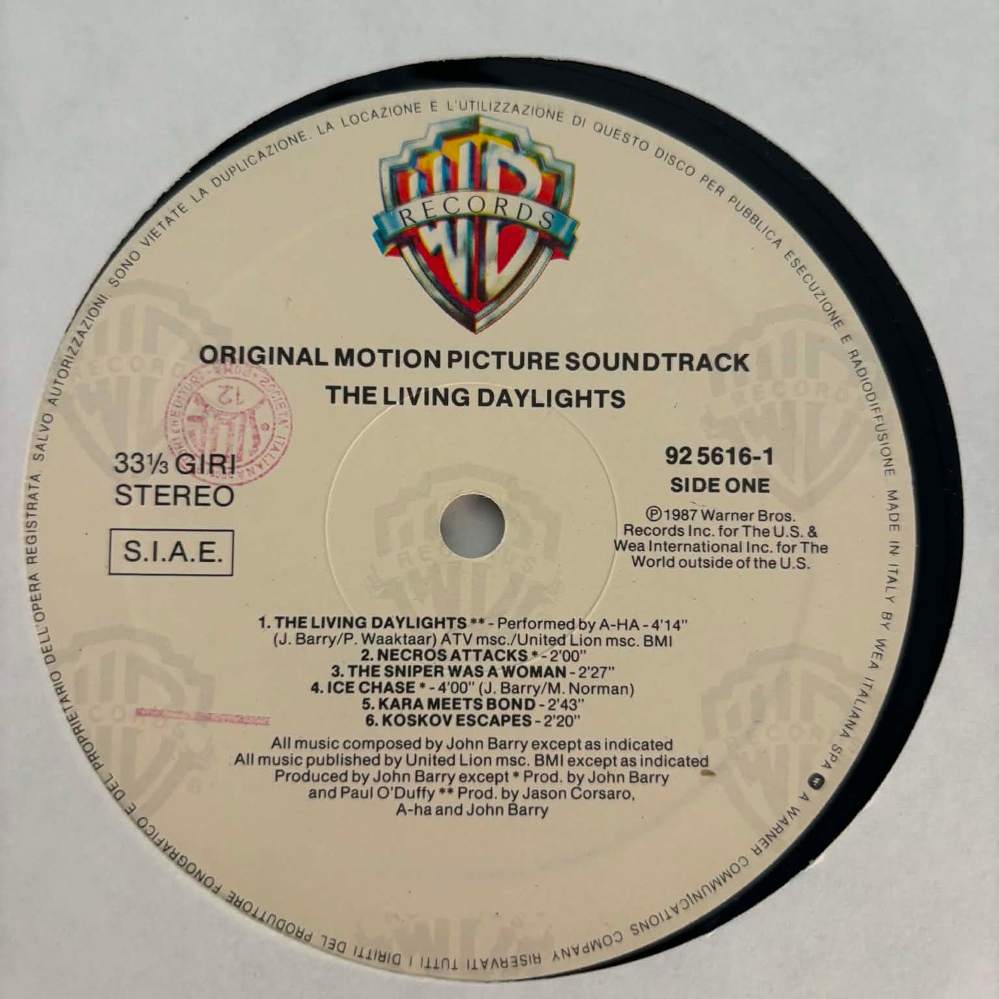 THE LIVING DAYLIGHTS-ORIGINAL MOTION PICTURE SOUNTRACK-JOHN BARRY